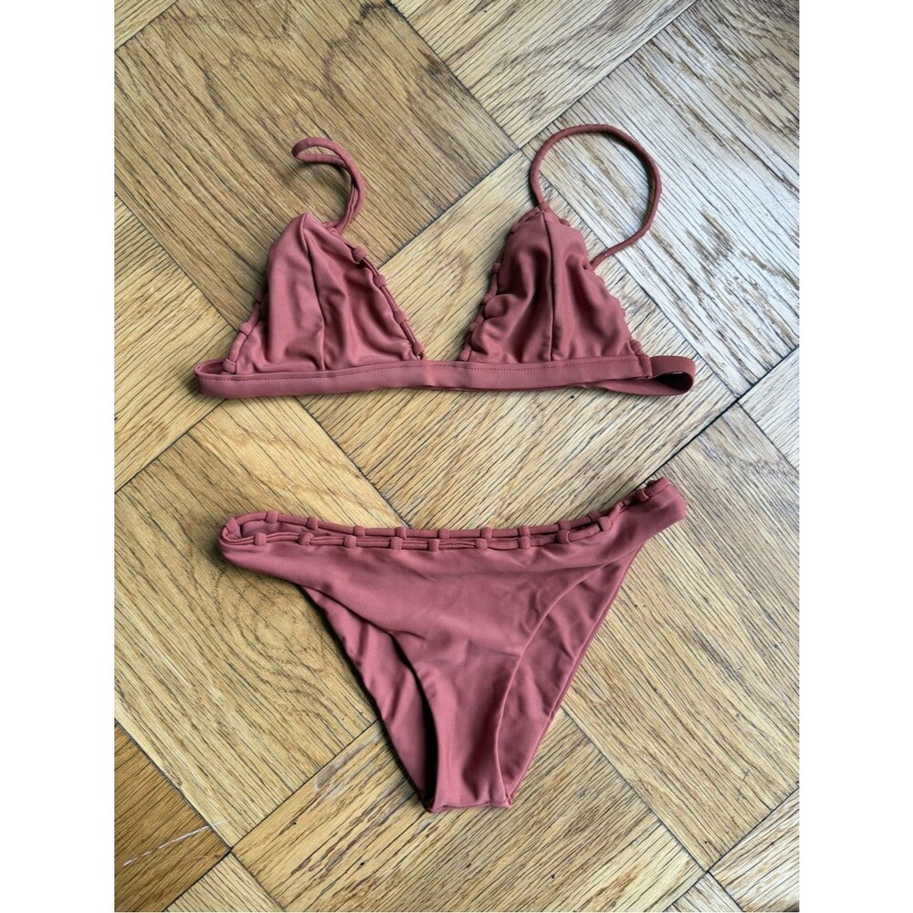 Jade Swim $200 Chain Reaction Bikini Set, Terracotta Brown, Size XS, Worn Once